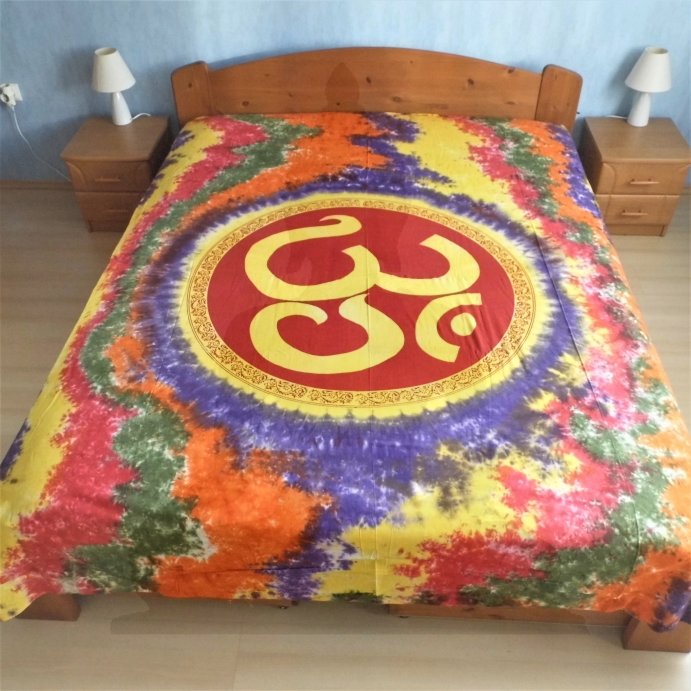 Dupla méretű OM szimbólumos pamut ágytakaró/faliszőnyeg