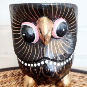 Bagoly szobor fából faragva 12 cm magas