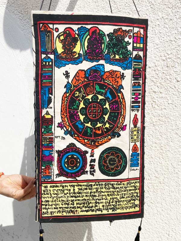 Nepáli buddhista mandala mintás lampion 40 cm