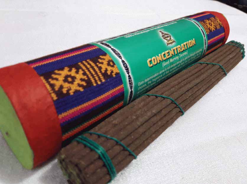 Concentration természetes bhutáni füstölő (prémium, szövet borítású dobozban)