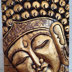 Buddha arc faragott arany falikép
