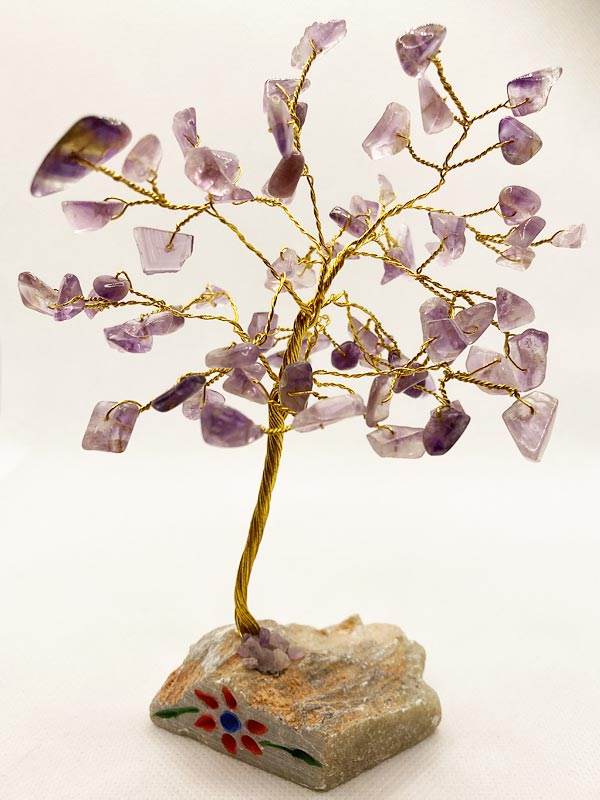 Ametiszt Szerencsefa/Életfa Féldrágakő ásványfa 80 köves