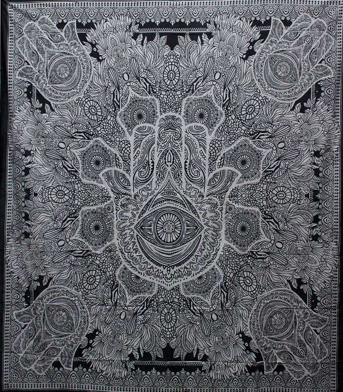 Dupla méretű Hamsa keze mandala pamut ágytakaró faliszőnyeg