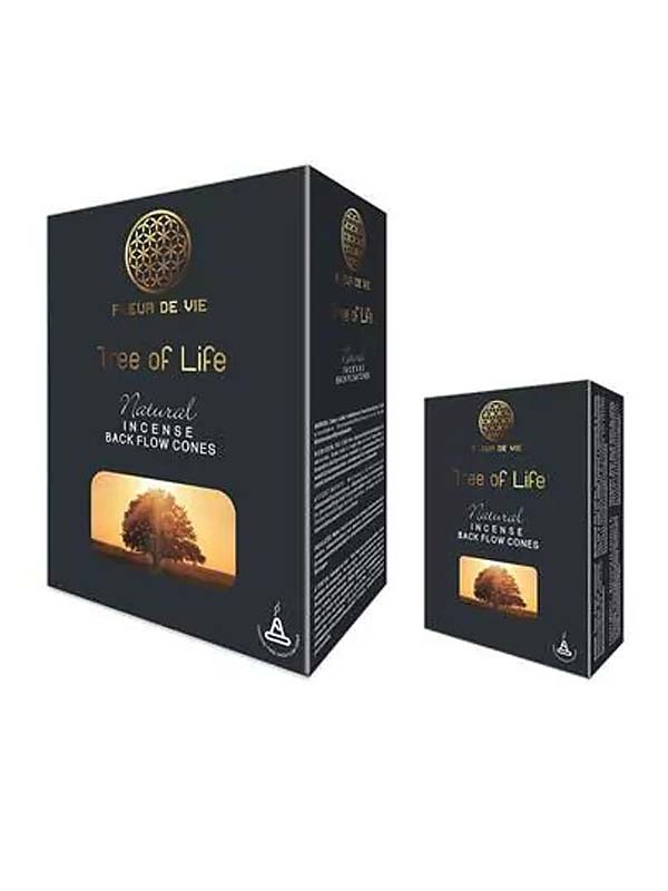 Fleur de Vie Tree Of Life Visszaáramló (lefelé folyó) füstölőkúp prémium masala