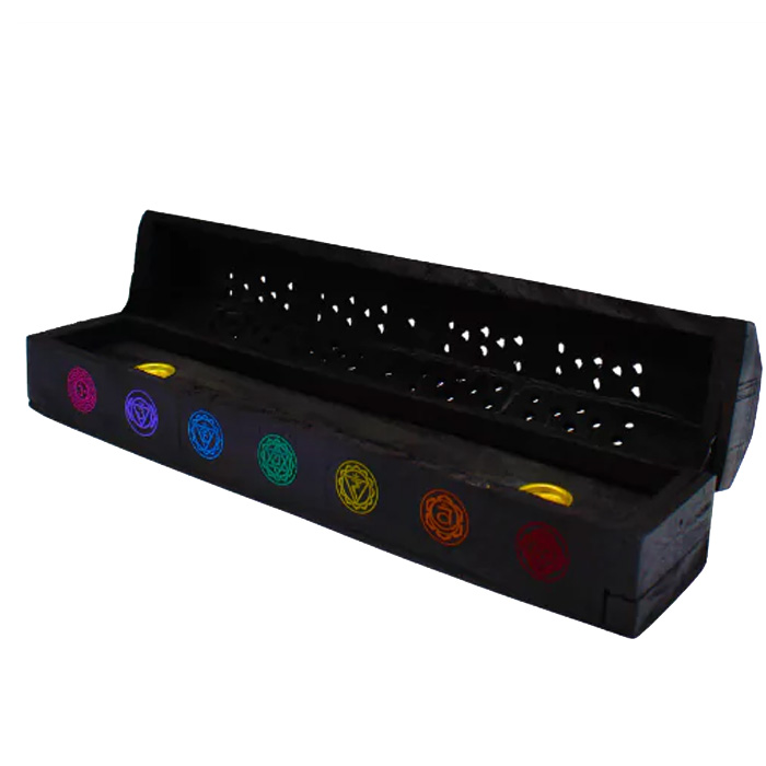 Füstölőégető doboz csakra szimbólumokkal fekete színű - Image 2