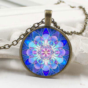 Mandala üveg medálos nyaklánc