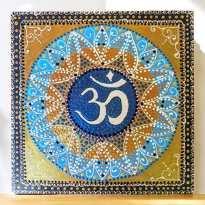 OM szimbólumos kézműves mandala festmény 25x25 cm