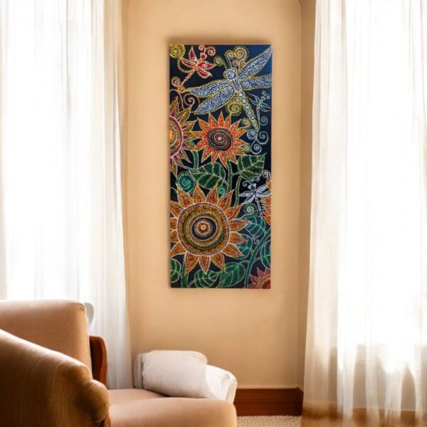 Szitakötők Tánca egyedi pontozásos akril festmény 47x115 cm - Image 2