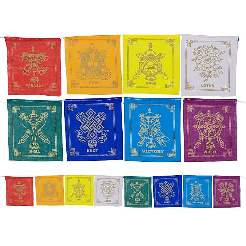 Tibeti nyolc szerencsejeles imazászló