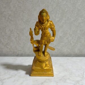 Áldást osztó Murugan istenség sárgaréz szobor