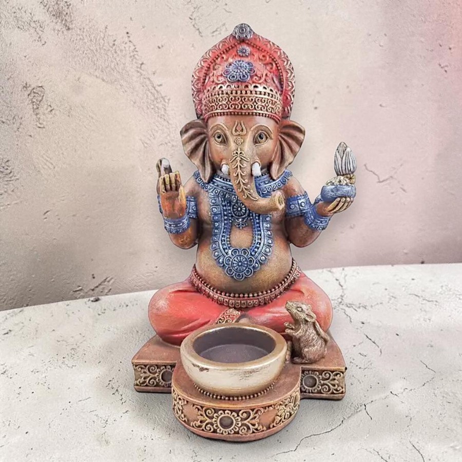 Ganésa szobor mécsestartóval 20 cm magas