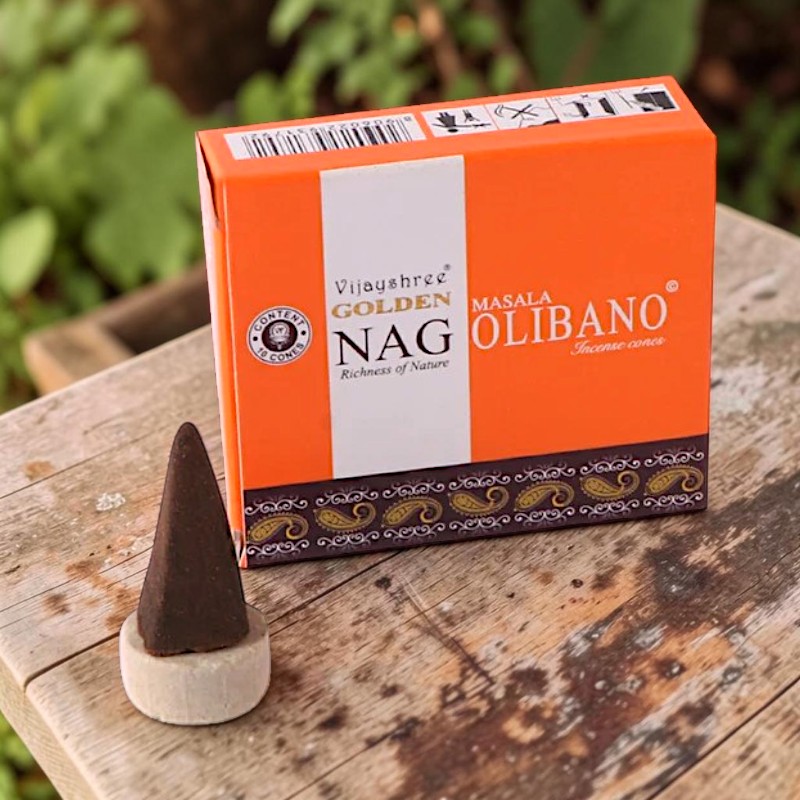 Golden Nag Olibano Tömjén természetes masala kúpfüstölő