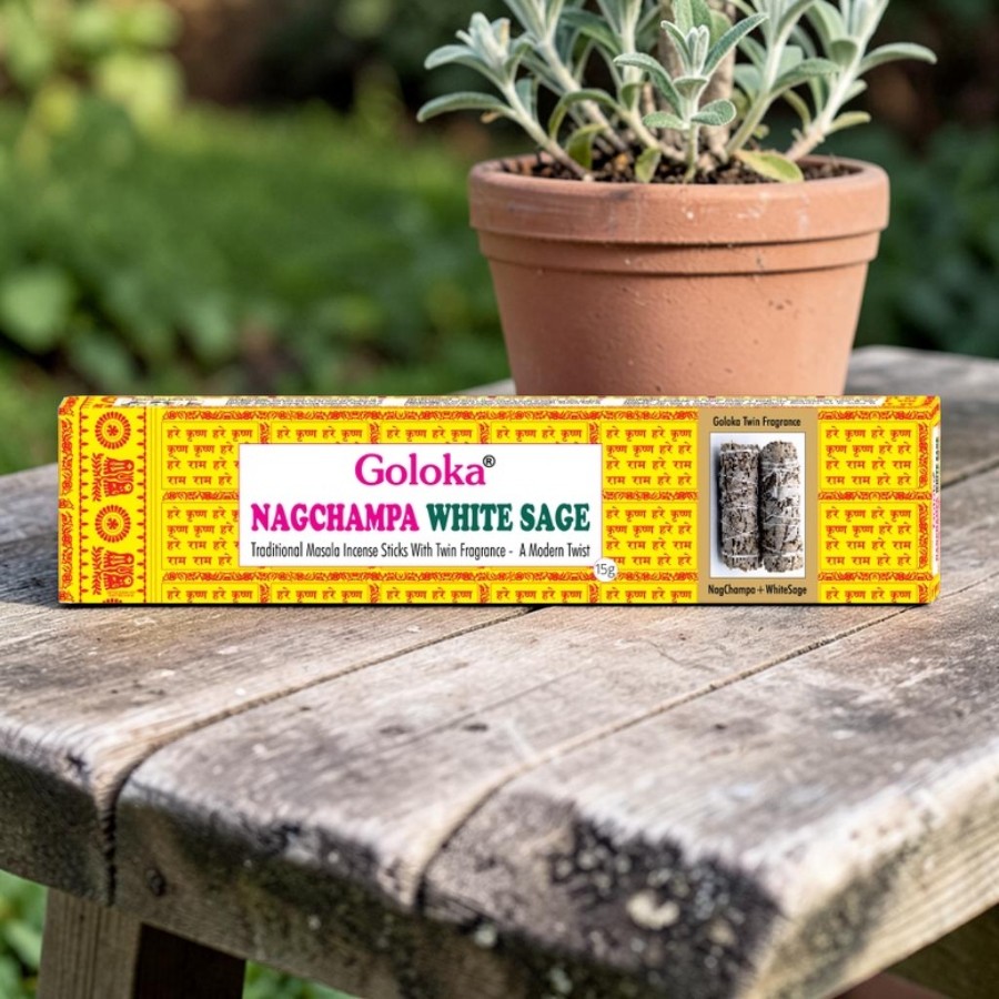 Goloka Nag Champa & Fehér Zsálya különleges kiadás prémium füstölő