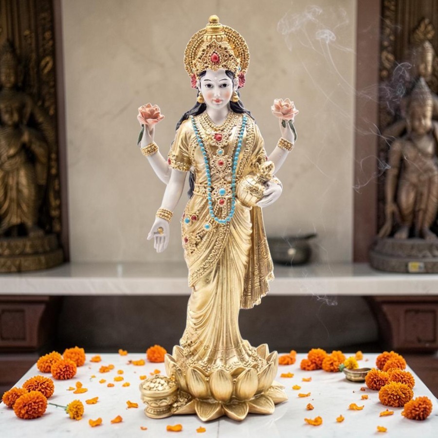 Lakshmi istennő szobor gyönyörű 34 cm magas